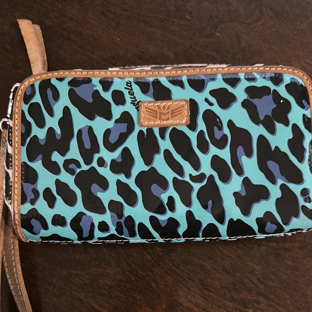 Consuela cheetah wristlet wallet